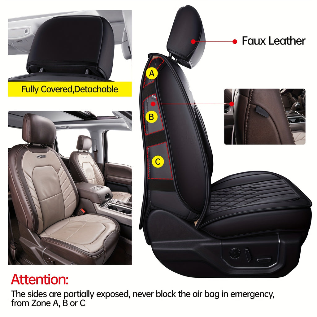 Full Coverage Seat Covers for 2015-2025 Ford F150 and 2017-2025 Ford F250/F350/F450, Made of Waterproof PU Leather