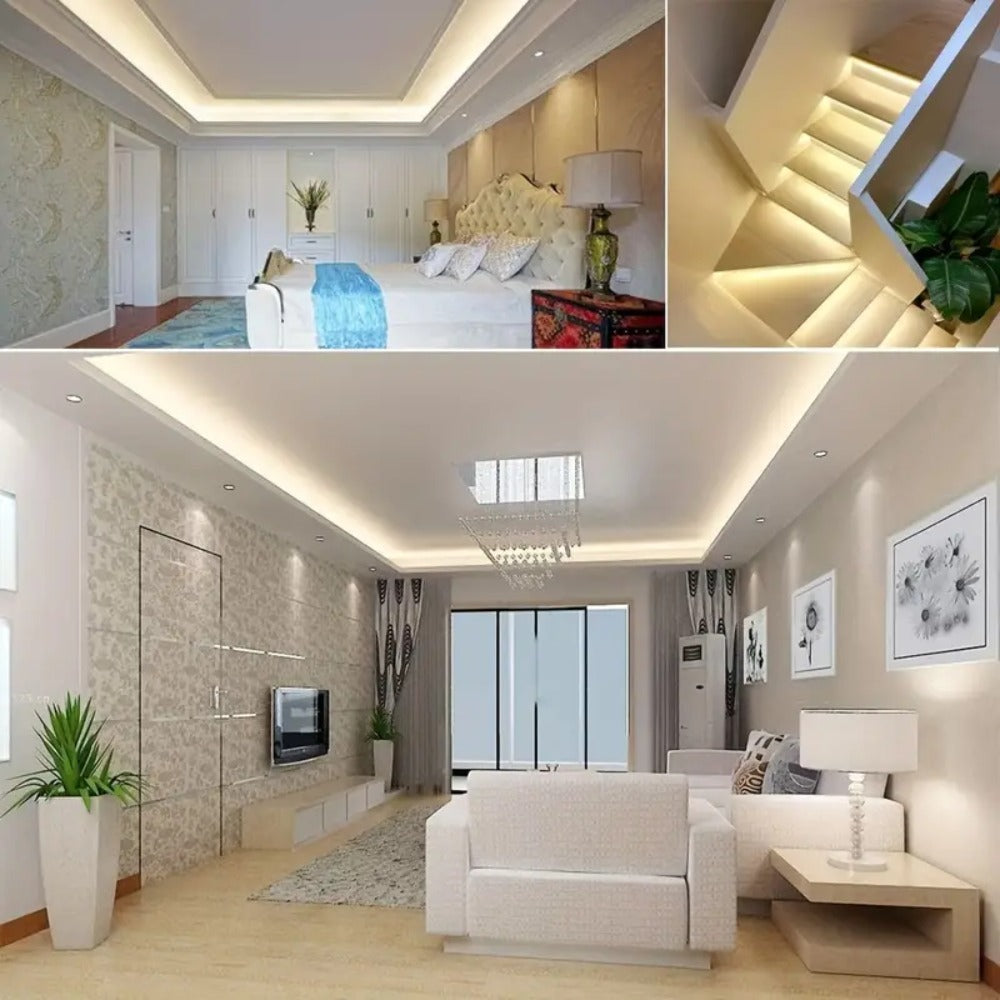 LQHZMYY 12V/24V LED燈條，3000K-6500K LED燈帶，櫥櫃下照明，樓梯，走廊，陽台，婚禮裝飾，室內樓梯照明，可裁剪且易於安裝