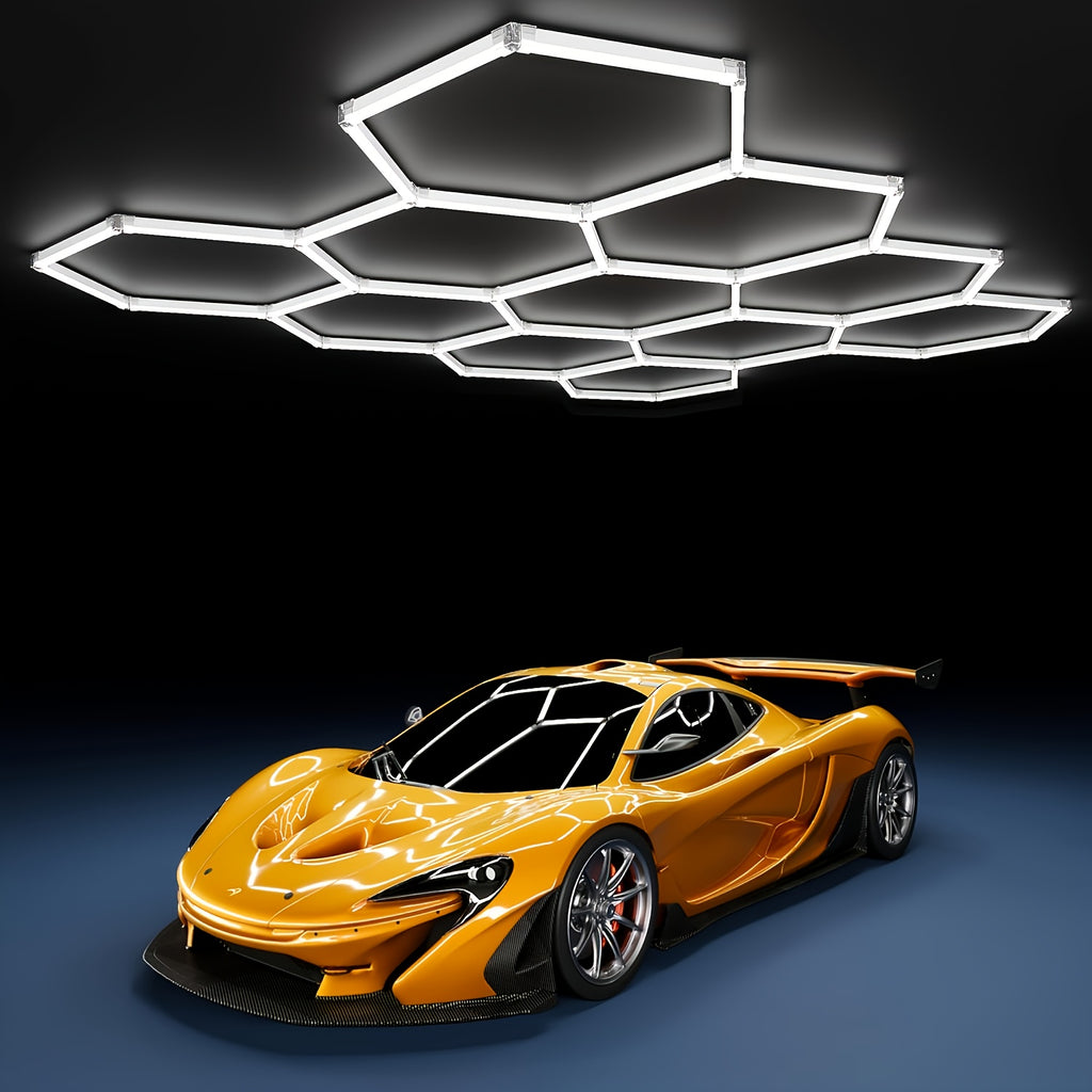 LED hexagon garage light, barbershop ceiling light, shopping mall energy-saving lighting lamp, 11 holes 46 tubes, DIY honeycomb tube shapeable, ultra-bright effect LED tube AC100-265V, suitable for energy-saving lighting in garages, gyms