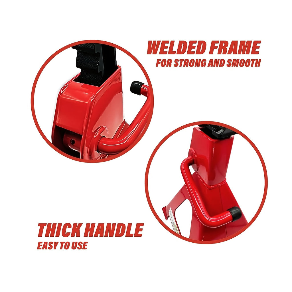 Jack Stands 3 Ton (6,000 lbs) Capacity - Heavy Duty Professional Steel with Ratcheting Self-Locking Mechanism - For Sedans, Small SUVs - Adjustable Height High Lift Range - For Garage & Workshop - Red 1 Pair