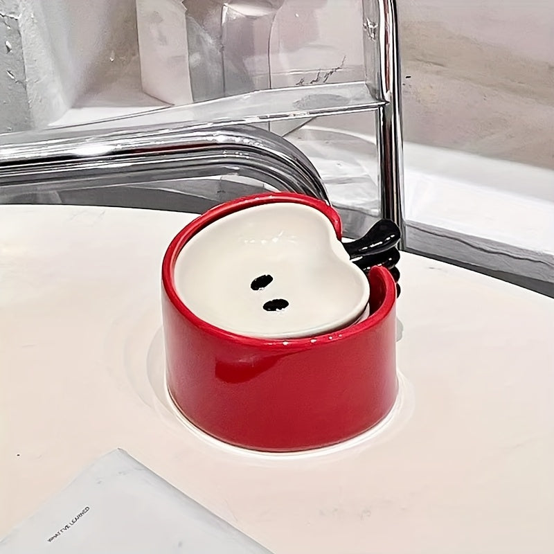 4pcs Ceramic Apple Dish with Collector, Cute Apple Snack Plate, High-Appeal Exquisite Hot Pot Dip Dish, Perfect for Home Decor, Kitchen Sauce Dish, Living Room Coffee Table Snack Plate, Gift Idea