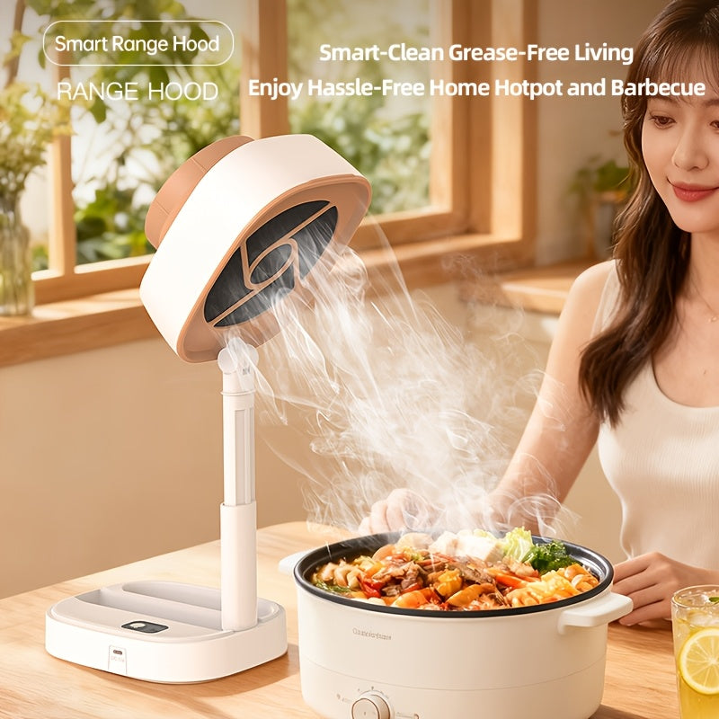 Foldable Portable Range Hood, 5 Powerful Suction Speeds, Adjustable Height & Angle, Removable Filter, USB Power Cord, Includes Exhaust Duct, Ideal for Indoor Home Cooking, BBQ, Hot Pot, Portable Kitchen Exhaust Fan