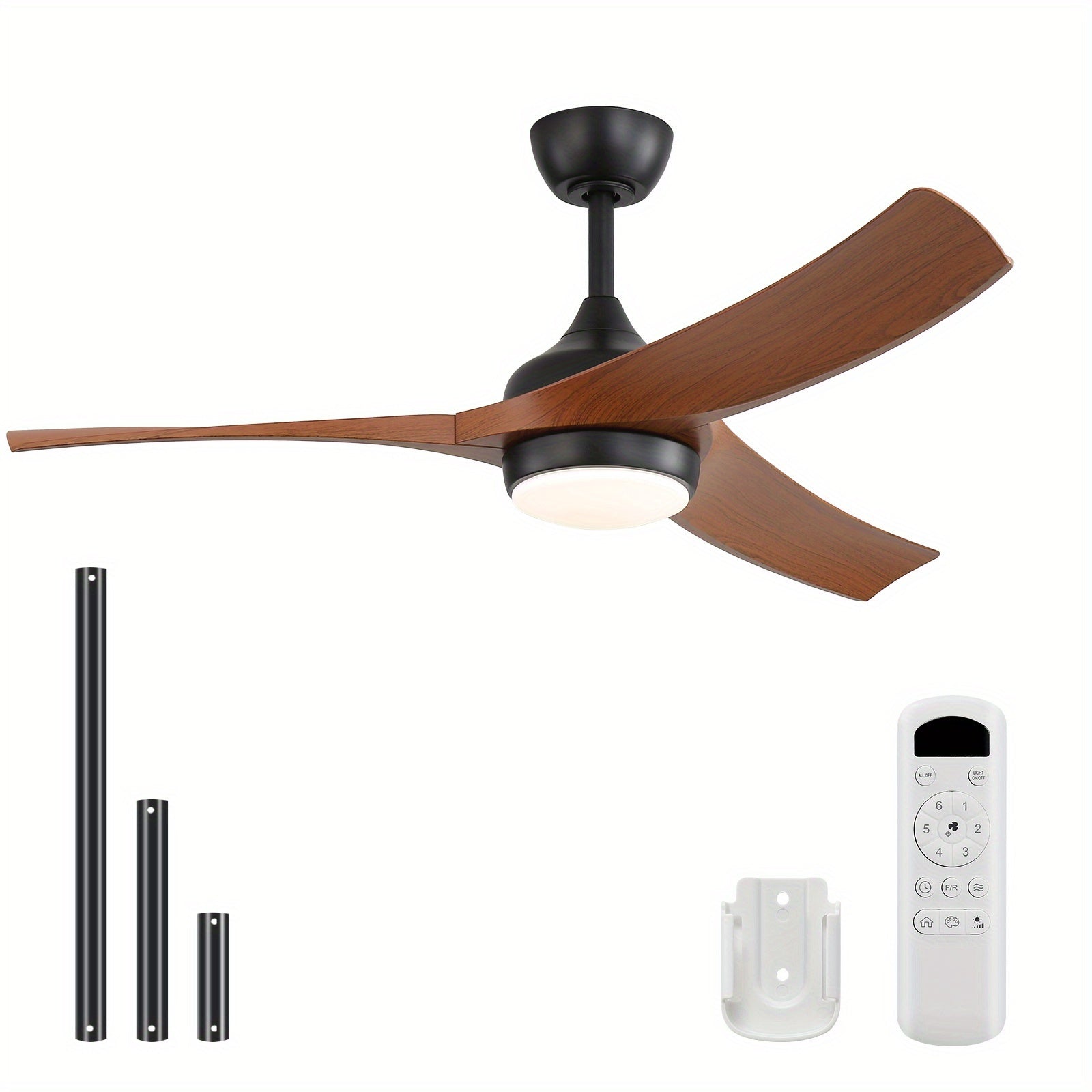 Sofucor Modern Ceiling Fan with Light, 52 Inch, Remote Control, 3 ABS Blades, 3 Color Options, 1/4/8 Hour Timer, 6 Speed Settings, Bright Ceiling Light, for Bedroom, Living Room, Indoor Outdoor