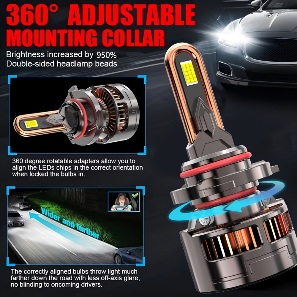 2件高品质LED 灯9006/HB4-QC065 H4/H7/H1/H4/9003/HB2/H11/H18/H16/9012/9005，950% 明亮 60000LM 带外部驱动器 Canbus 即插即用，250W，高性能LED，汽车用LED灯，12v