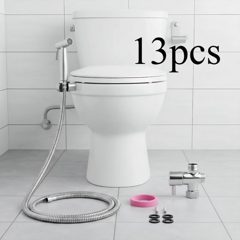 1Set (13pcs) Portable Bidet Sprayer for Toilet - 304 Stainless Steel, USA Standard, Adjustable Water Pressure, Fits Bidet Seat, Bidet Toilet, Bidet Attachment - Toilet Companion Cleaner