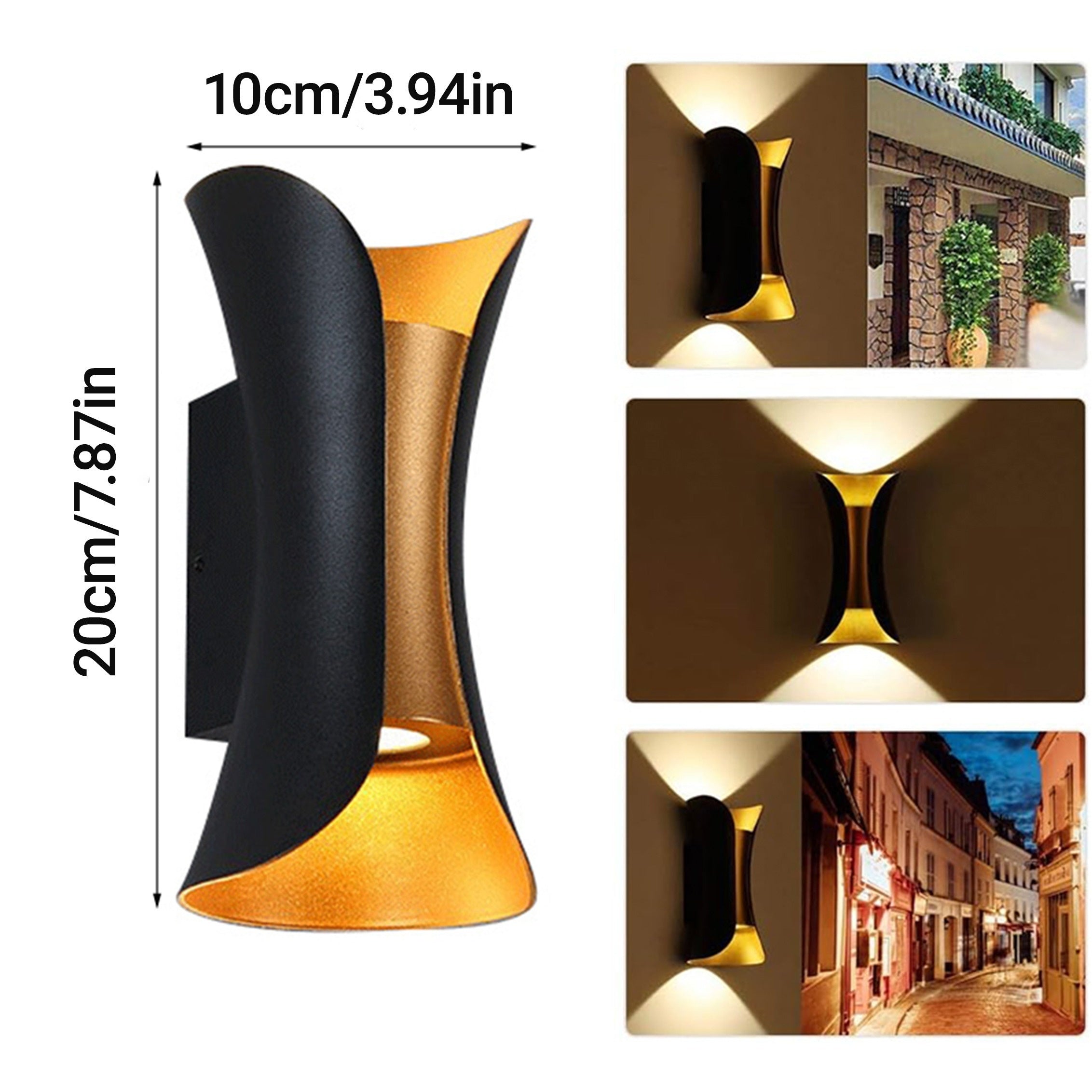 IP44 LED Outdoor Double-Head Wall Light, 3000K/6000K Warm White Light, Suitable for Hallway, Garden, Courtyard