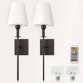 Upgraded RGB remote control wall light, equipped with rechargeable battery and white fabric lampshade, suitable for home decoration scenes such as bedroom, living room, game room. Designed with E26 lamp holder