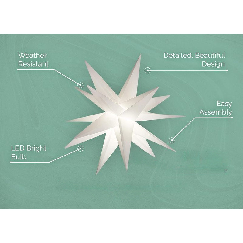 1/2-Pack 3D Star Pendant Light – Modern White Paper Lantern Hanging Light, Suitable for Bedroom, Party, Wedding Decoration – Wedding, Room Atmosphere Creation – Easy-to-Hang Design