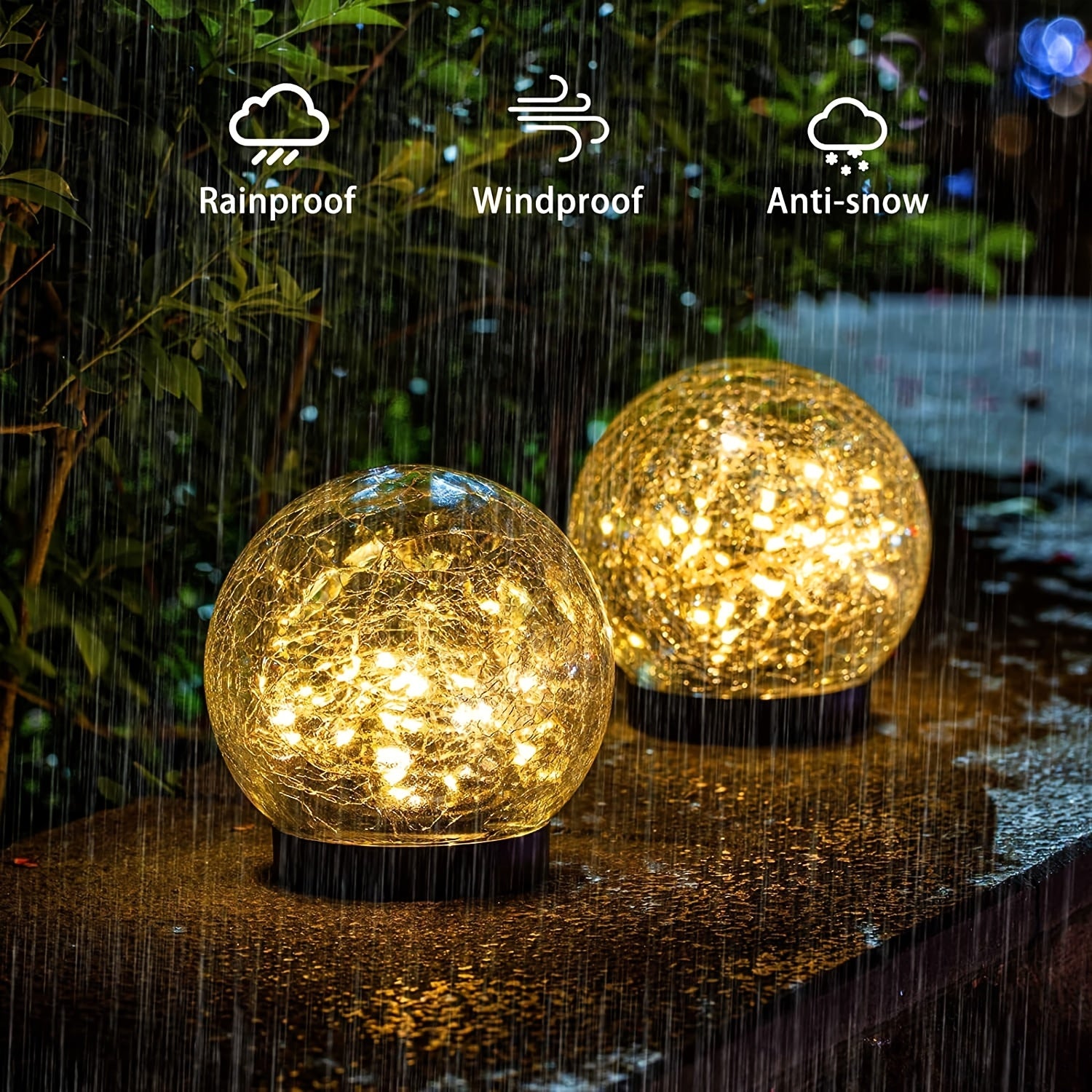Solar Cracked Glass Sphere In-Ground Light, Outdoor Courtyard Lawn Ground Insert Light, Indoor Tabletop Ambient Decorative Light, Waterproof Landscape Light, 2-in-1 Solar Powered Night Light