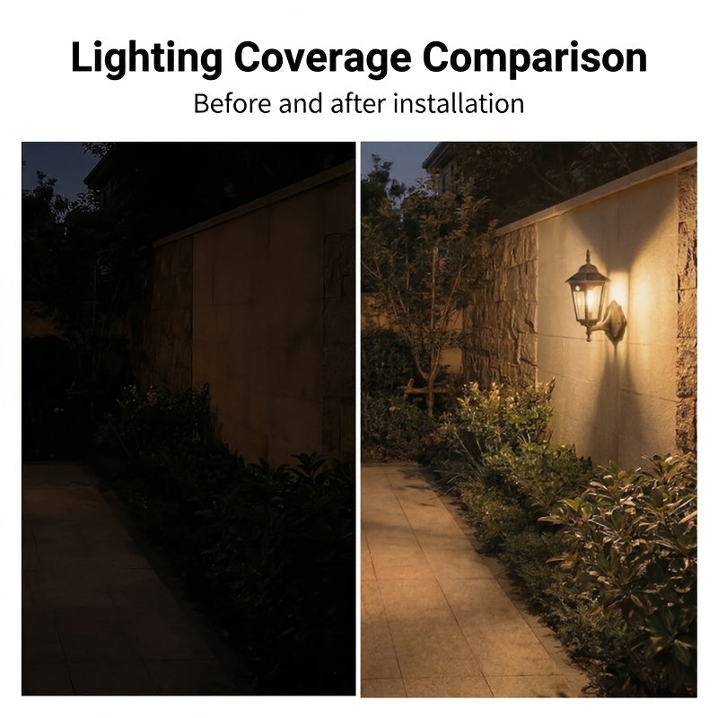 Solar Wall Light with Wall Mount Dusk to Dawn Sensor, Automatic On/Off, Outdoor Awning Garage Porch, Solar Light | Vintage Style | Suitable for Garden, Courtyard, Path, Walkway Decoration, Unique Gardening Gift for Easter, Valentine's Day
