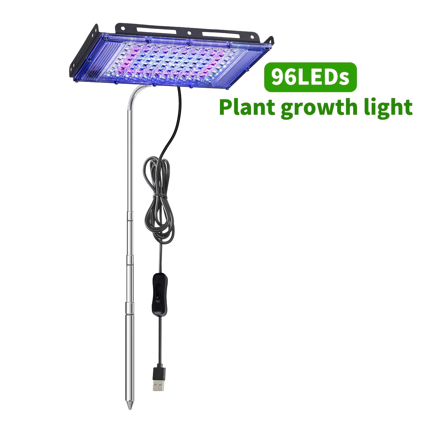 144/96/50 LED Full Spectrum Plant Grow Light with Ground Insert Stand, Easy Installation, Large Lighting Coverage, Equipped with USB Plug, On/Off Switch and 150cm Power Cord, Ideal for Indoor Seedling Cultivation, Promotes Plant Leaf Growth