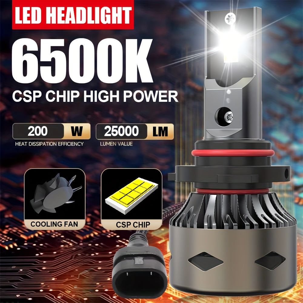 2入 H4 H7 LED 燈泡，H11 9005 HB3 9006 HB4 H1 9012 Hir2-D053，汽車頭燈Can-Bus 無錯誤，含遠近光燈，迷你車LED燈超亮，不含電池