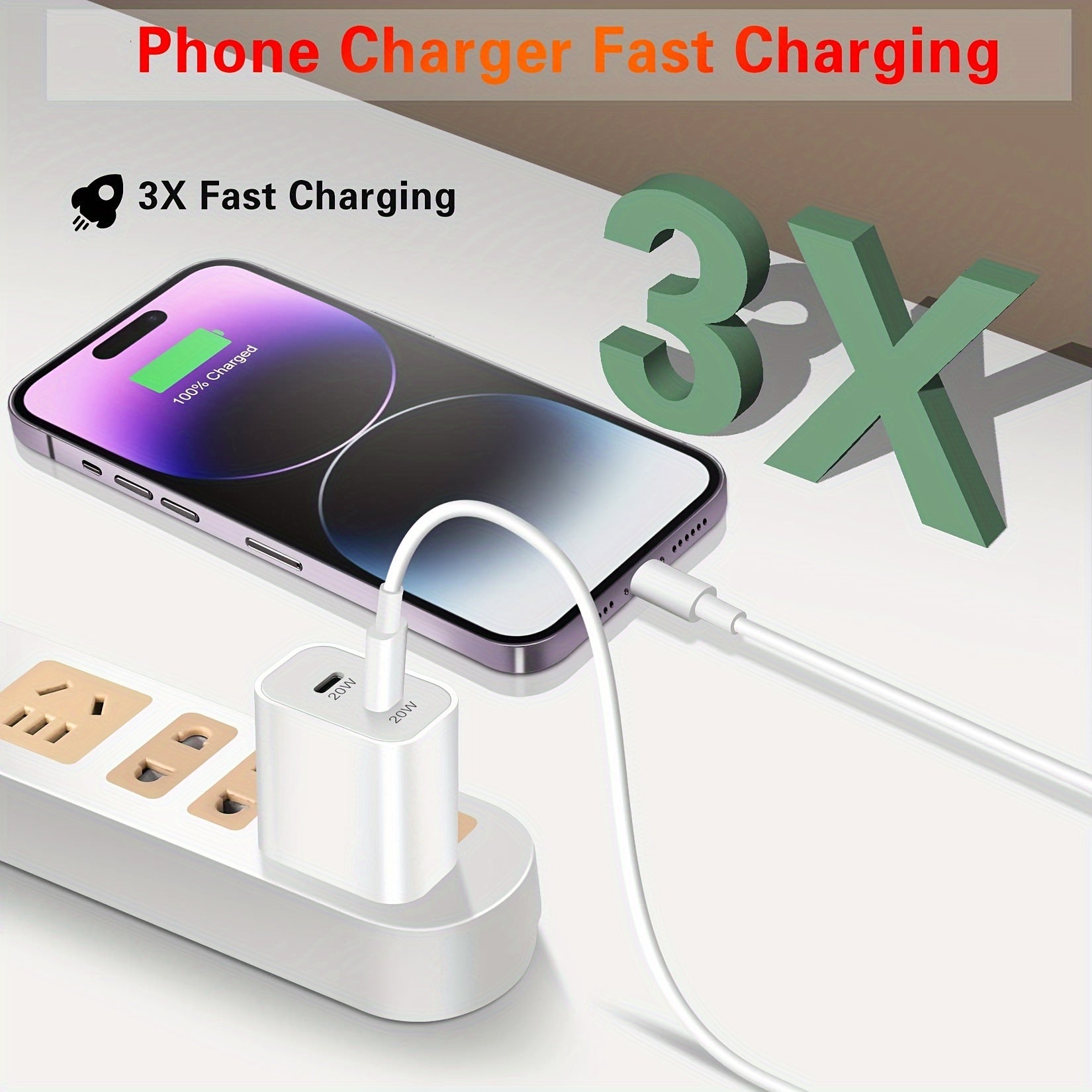 Fast iPhone Charger, 2pcs Dual Port 20W USB C iPhone Charger Fast Charging Block [MFi ] 4pcs 6ft USB C Lightning Cable for iPhone 14Pro/13/12/11/MiNi/XS/XR/SE