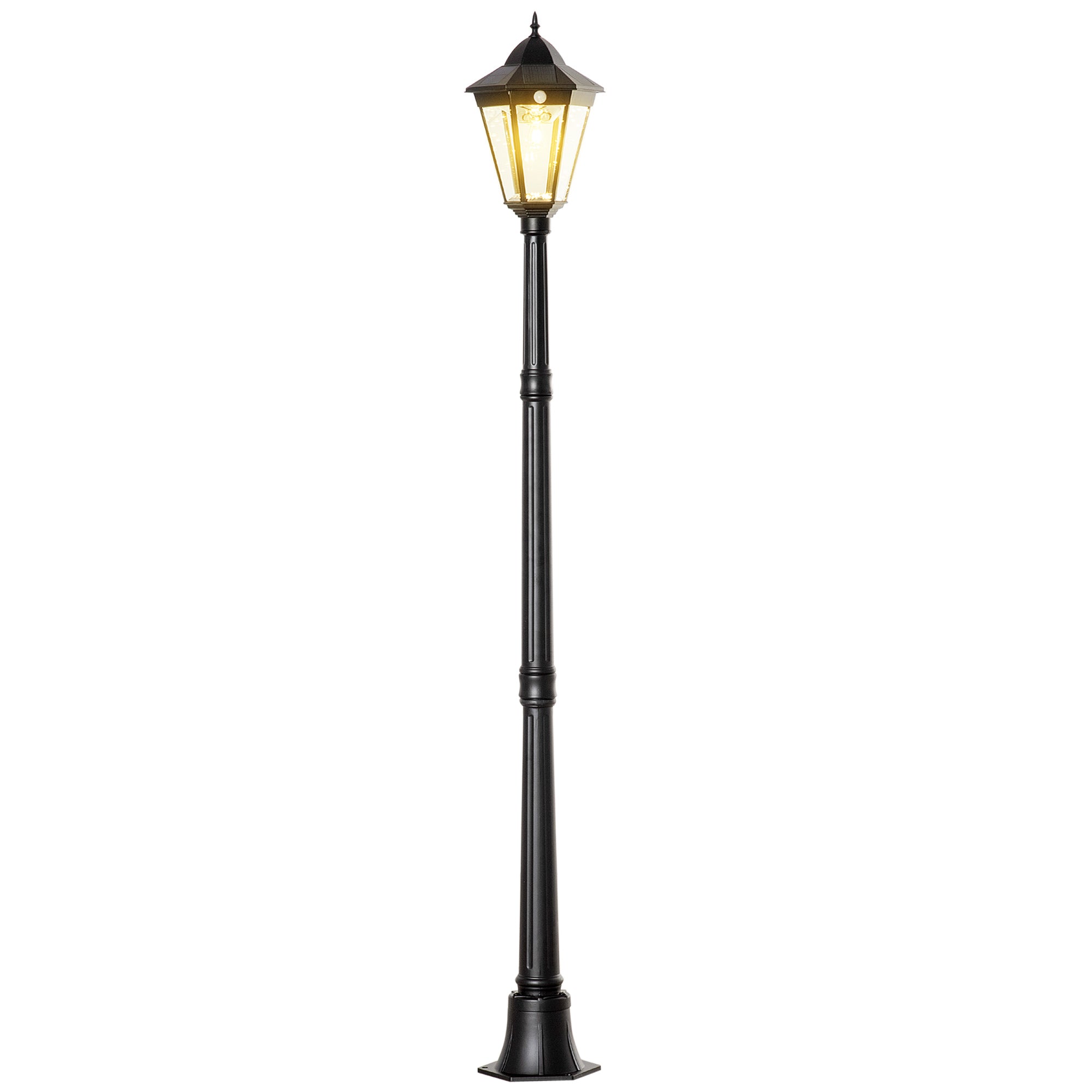 77-Inch Solar Lamp Post Light, Aluminum Outdoor Street Light Garden Light, PIR Motion Activated Sensor, Adjustable Brightness, Perfect for Lawn, Walkway, Driveway, Black