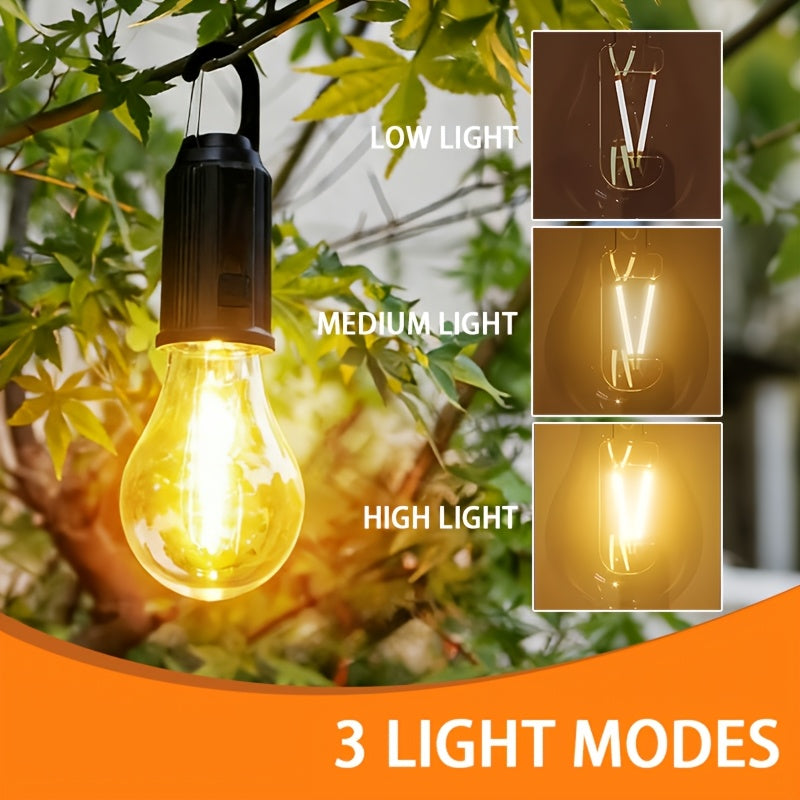 2 Pack Bright Solar Charging LED Commercial Lighting Light, Portable Hook Design Ambient Decorative Warm Light, Night Area Lighting Flashlight, 3 Lighting Modes, Perfect for Parties, Festival Events, Streets, Shopping Malls, Tents
