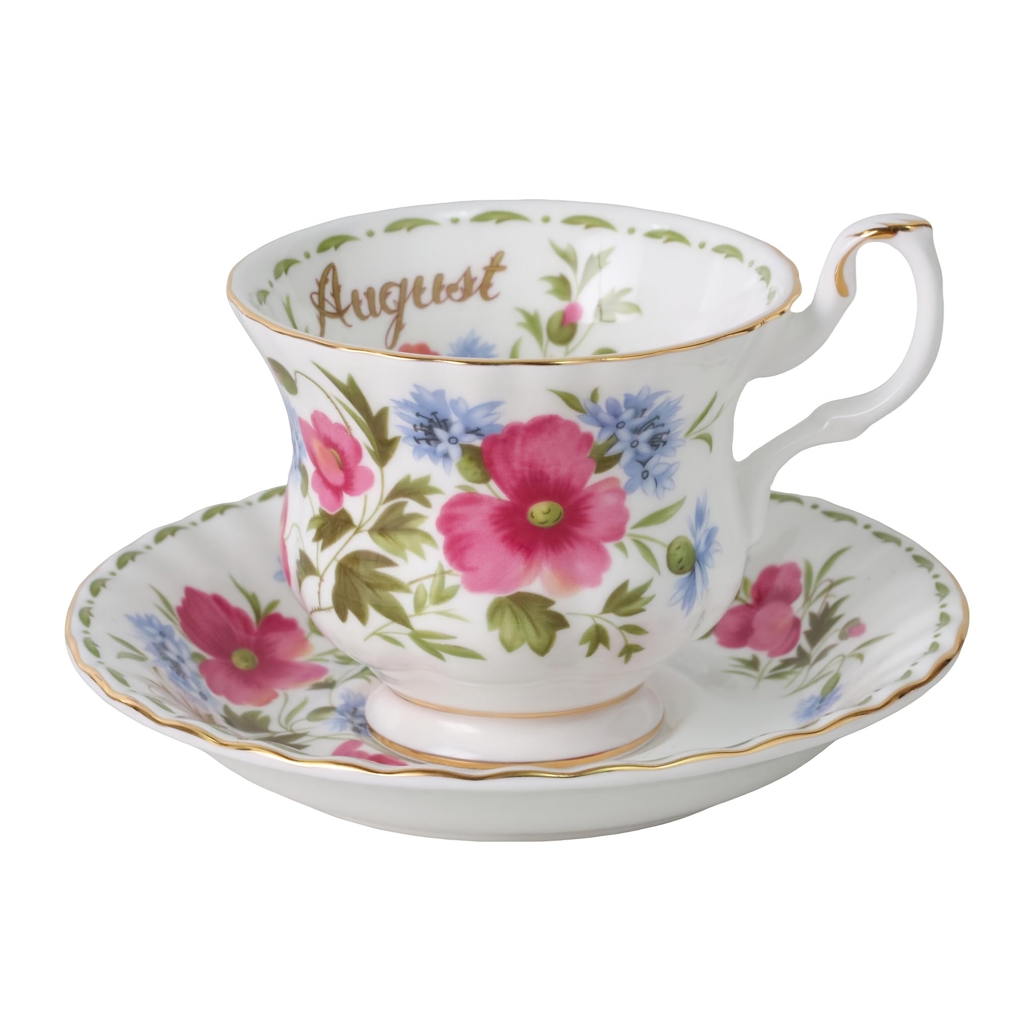 1pc Elegant Twelve Months Flower Tea Cup & Saucer, 6oz Vintage Bone China Coffee Cup & Saucer, Easy to Clean – Perfect for Afternoon Tea Parties, Birthday Parties, Birthday Gifts, Valentine‘s Day Gifts