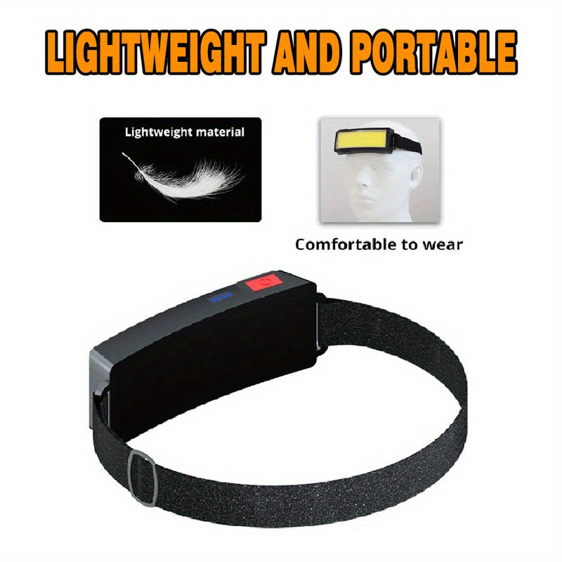 1PC COB Headlamp, USB Rechargeable Reading Flashlight, 3 Lighting Modes, Bright Portable Bedside Study Flood Light for Home Office Use