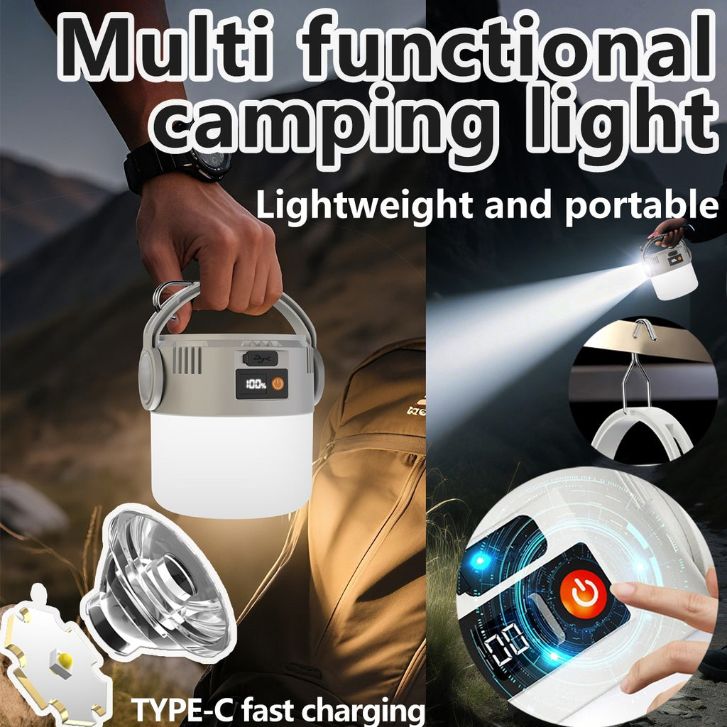 1 set solar camping light, foldable LED spotlight, portable lighting lamp, home emergency light, outdoor camping light, solar camping light, LED bulb light, solar dual charging, compact design, maximum brightness 500 lumens