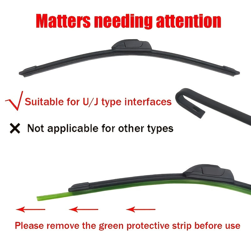 Bracketless Wiper Blade, Fits U/J-Type Hooks, High-Quality Silent & Durable, All Sizes Available. Enhances Rainy Day Visibility