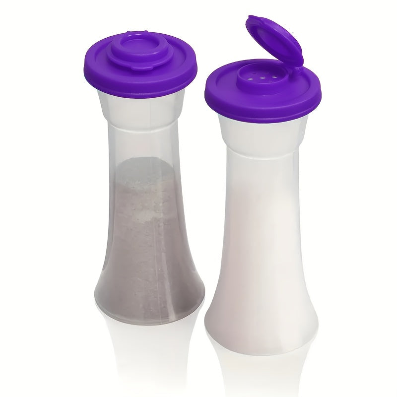 2 Extra-Large Salt & Pepper Shakers, Moisture-Proof Salt Collector – Perfect for Camping, Picnic, Outdoor Kitchen, Lunch Box, Travel – Clear Spice Jars with Red Lids – Plastic Airtight Spice Dispensers, BBQ Seasoning Shakers, Powder Dispensers