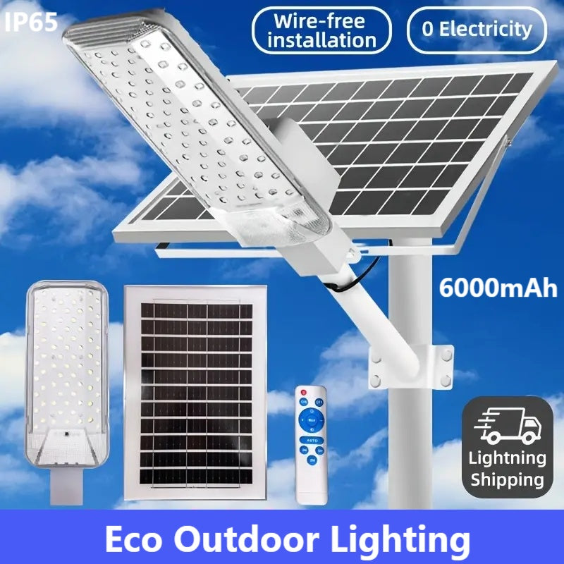 Solar Street Light, LED Wall Light, Courtyard Light, Outdoor Lighting, 6000mAh Lithium Battery, Smart Light Control, with Remote Control, Solar Charging, 74 High-Brightness LED Beads, Widely Used in Gardens, Lawns, Garages, Farmland