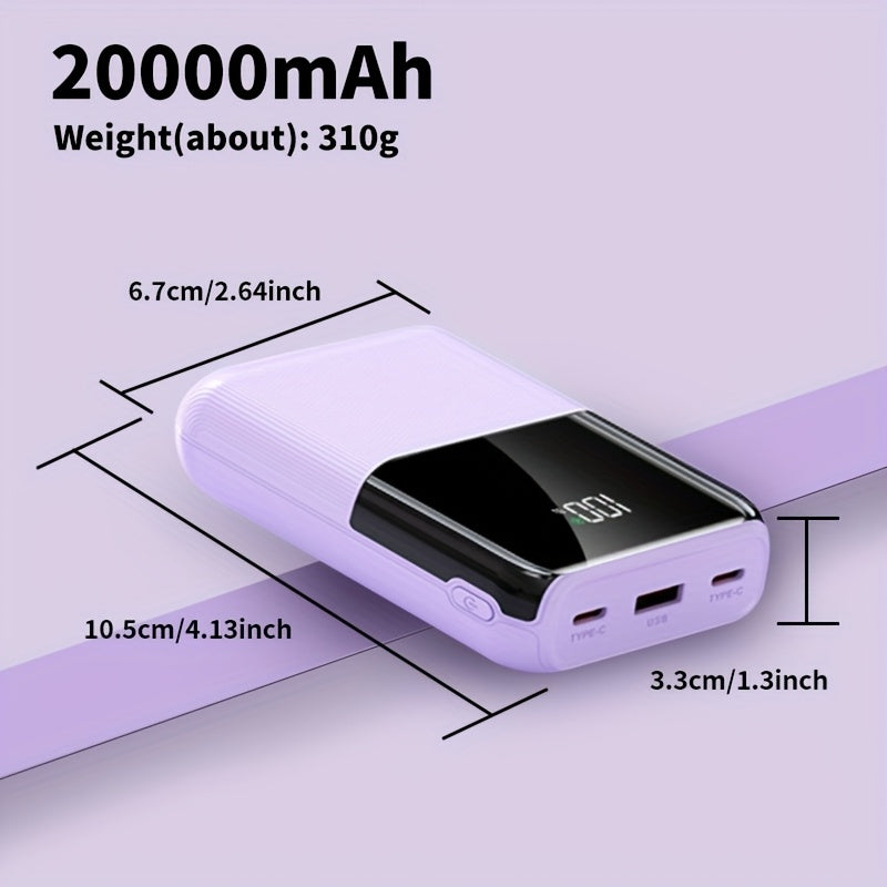 Mini Ultra-Convenient Fast Charging Power Bank, with a Large Capacity of 10000/20000Mah, 22.5W USB Fast Charging Output, 20W Bidirectional Fast Charging, Digital Power Display Screen, Suitable for Iphone/Android System Mobile Devices, Birthday Gift