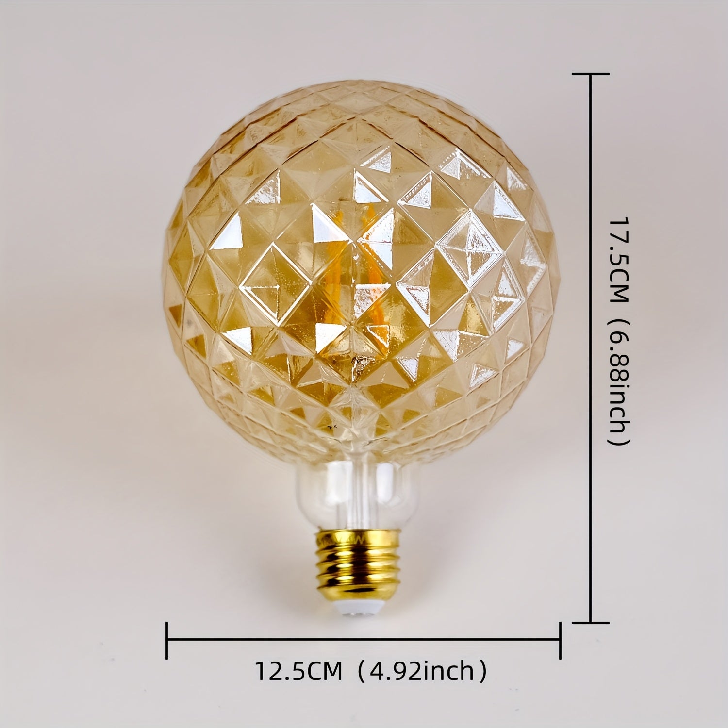 1 piece vintage Edison LED filament bulb, G40 crystal watermelon vintage creative LED filament bulb, 120V 4W E26 medium base, 2700K warm white amber clear glass bulb, cozy home decorative bulb, non-dimmable