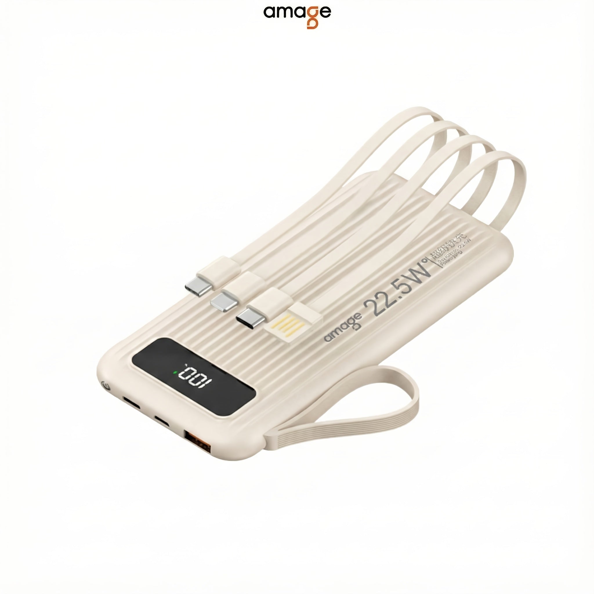 Amage 10000mAh PD22.5W Portable Power Bank with LED Power Display, QutdoorEmergencyBackup Battery Pack, USB/Type-C/Micro Interface, Suitable for LPhone, Android And OtherMobile USB-A Output Compatible with Mobile DigitalElectronic Devices