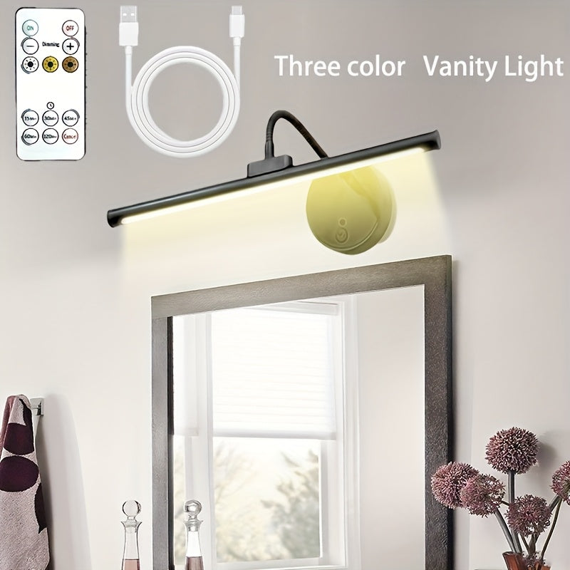 Black/Gold Universal Adjustable Rechargeable 3-Color Temperature Smart Wall Light - with Remote Control, USB Rechargeable Vanity Light, Indoor Night Light, Cabinet Light, Display Light, Bathroom LED Light, Bathroom Hallway Lighting