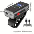 Bicycle Light Rechargeable High Beam Flashlight Night Riding Light Cycling Light with Aluminum Alloy Housing & Battery Level Indicator/
