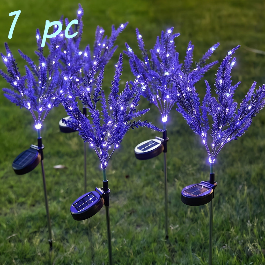 1 Pack Solar LED Lavender Garden Light with 7 Artificial Flowers, Outdoor Decorative Light, New Rural Plant Flower Light, Perfect for Pathways, Lawns, Backyards – Auto On/Off Landscape Lighting, Solar Christmas