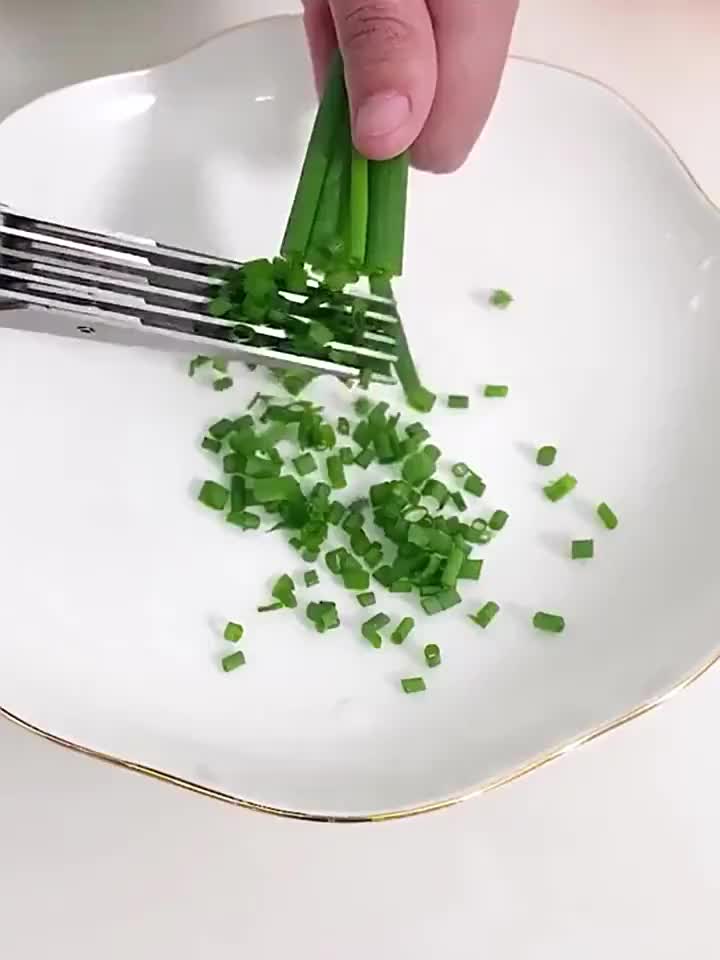 5-Layer Stainless Steel Kitchen Scissors - Multifunctional Onion & Herb Chopper, Suitable for BBQ & Indoor Use, with Protective Cover & Built-in Cleaner, Durable