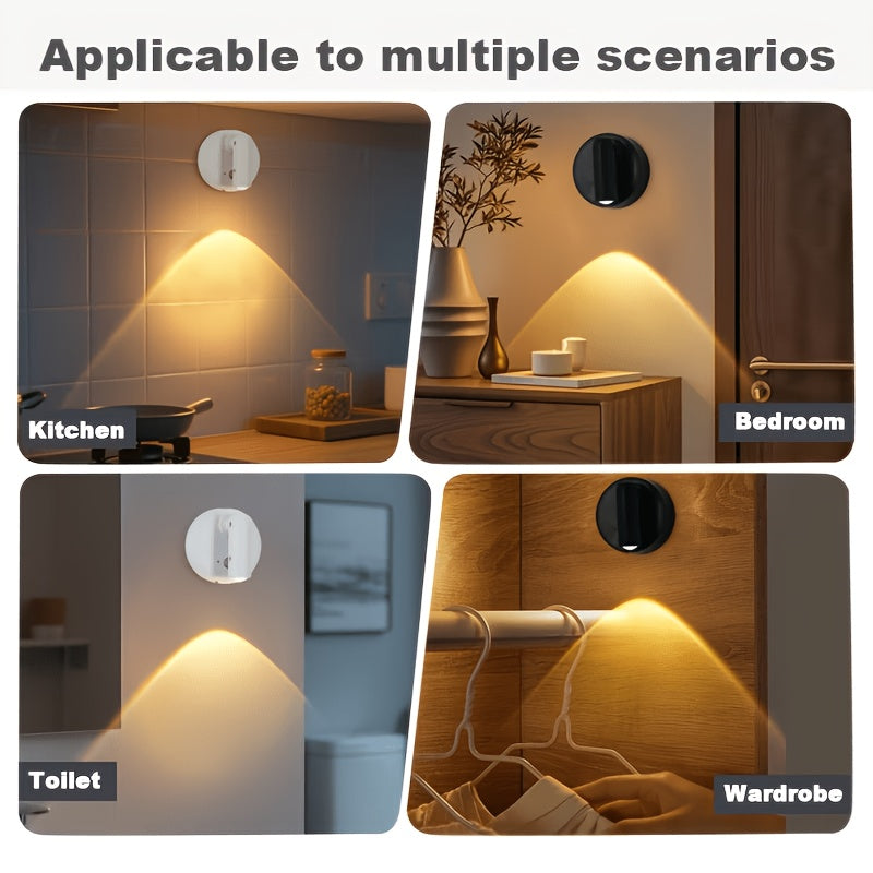 2026 New White/Black LED Sensor Spotlight, Picture Wall Light, Spot Light, Motion Sensor + Touch Dimming, 7-Color RGB Dynamic Gradient Effect, Round Spot Light, Decorative Ambient Light, USB Rechargeable, Magnetic Installation