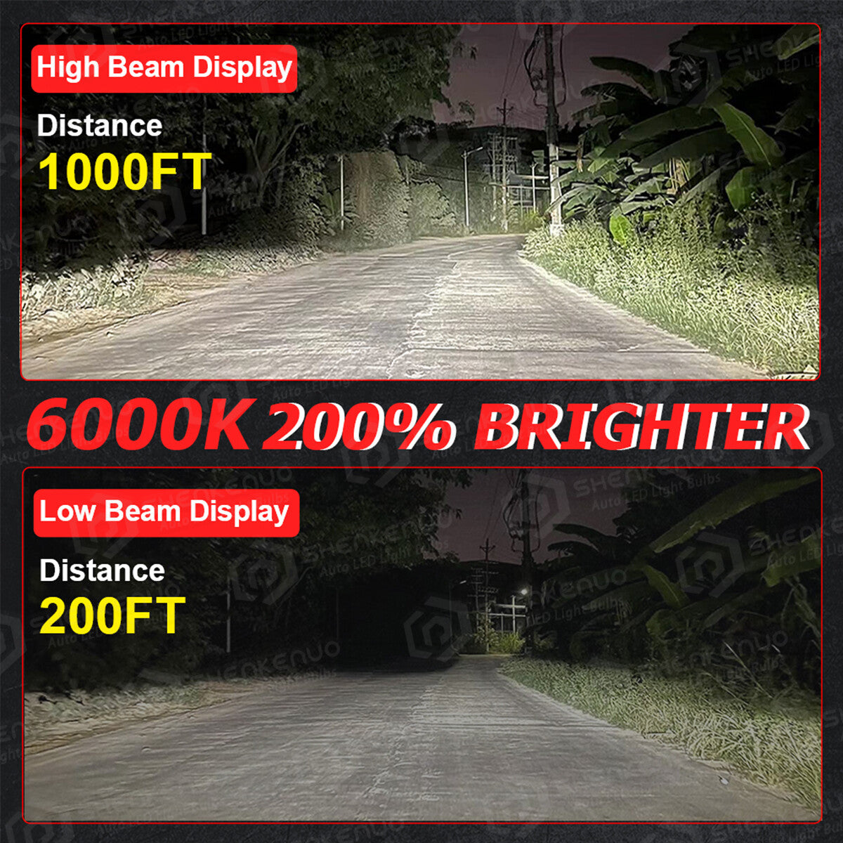LED Headlight Bulb Set (2Pcs) for 2003-2005 Nissan 350Z, H7 6000K White High/Low Beam Kit, No Battery Included