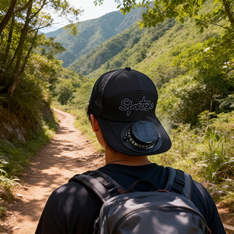 Solar Fan Baseball Cap, Hiking & Camping Hat, Adjustable Head Circumference for All Sizes, Solar + USB Multi-Charging Fan, New Design with Light Sensor Start, No Noise for More Comfort, 650mAh Large Capacity Lithium Battery for Longer Use