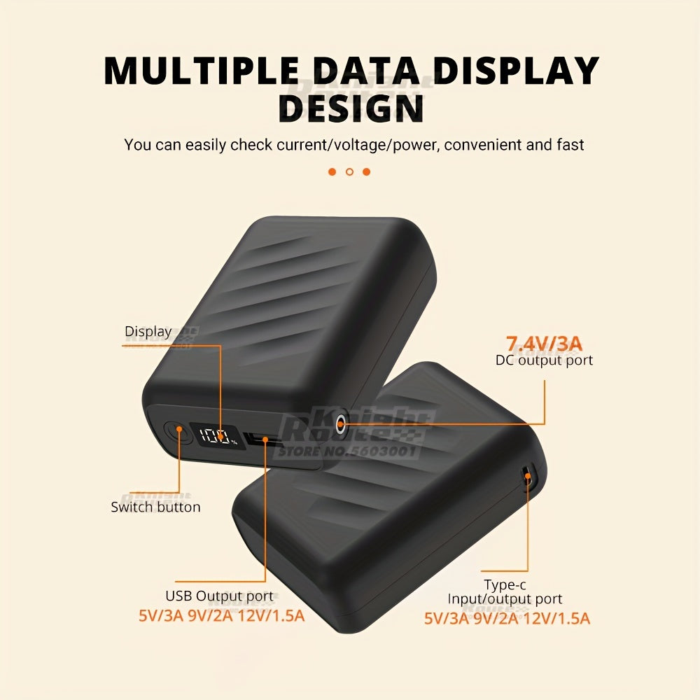 20000mAh Power Bank, DC 7.4V/3A & USB 5V/3A Portable USB Charger Fast Charging External Battery Pack for Heating Jacket Vest Pants Clothing Equipment