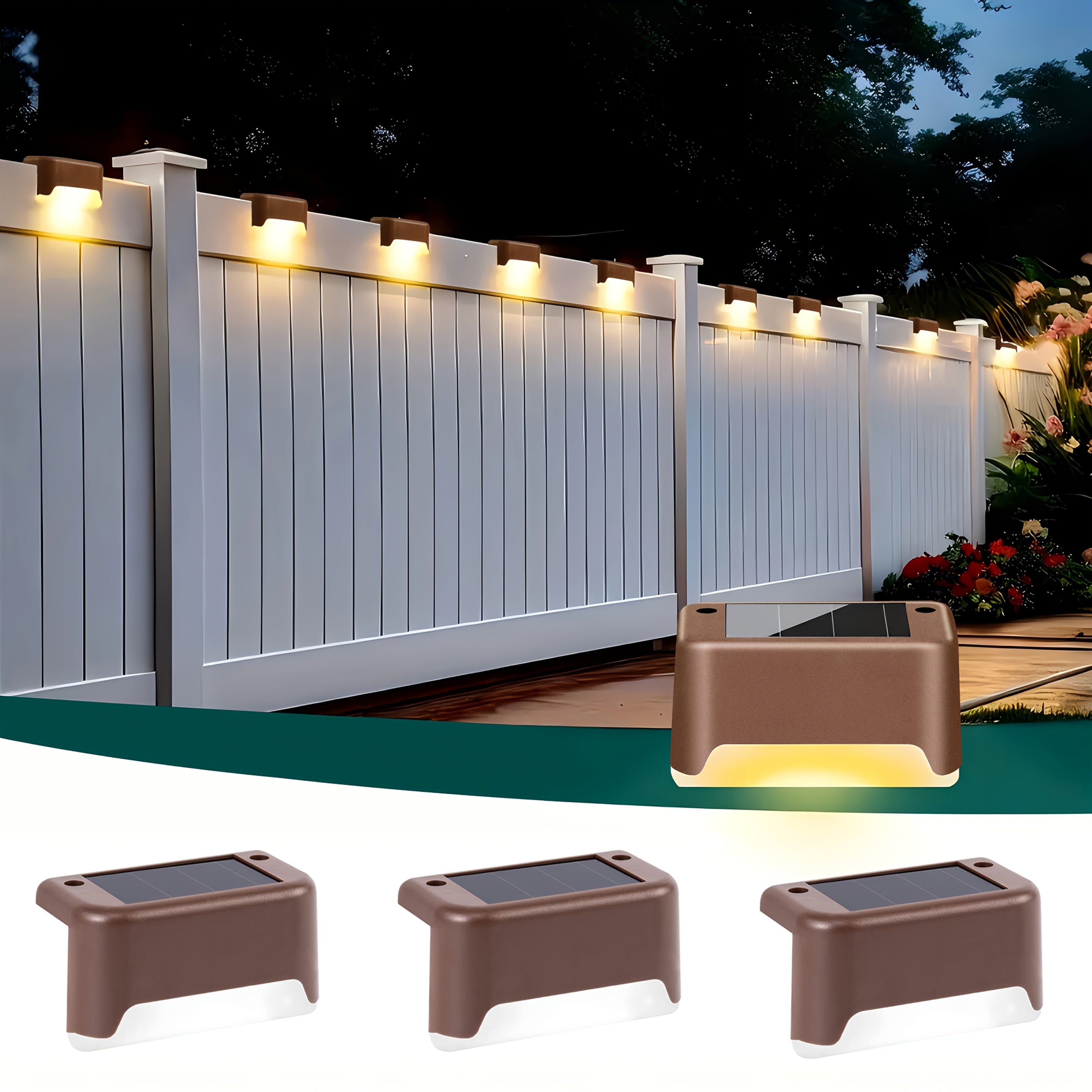 32/16/8/4 Pack Solar Outdoor Courtyard Light - Waterproof LED Warm White Landscape Lighting, Durable Matte Metal Finish, Auto On/Off Solar Light, Perfect for Stairs, Steps, Fences, Courtyards and Pathways, Sturdy Structure