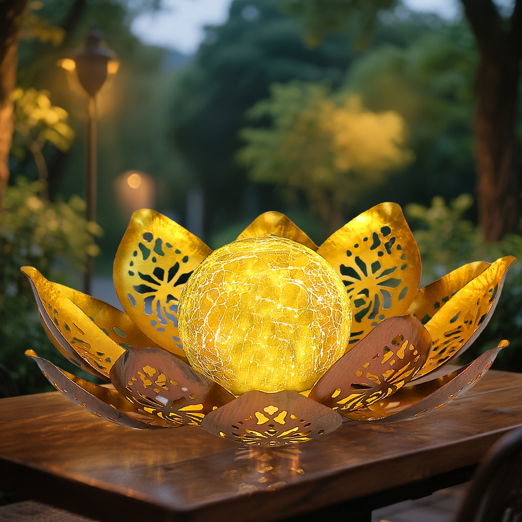 Solar Courtyard Light Outdoor Decoration - Bright Lotus Table Lamp, Solar Light for Courtyard Pathway Courtyard Balcony Exterior Decoration