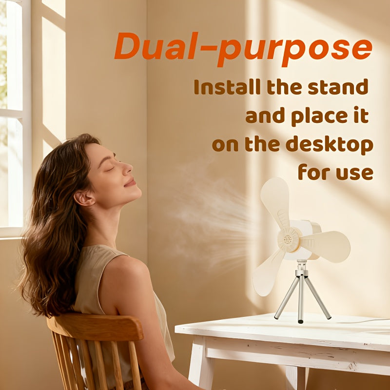 Portable Camping Fan with USB Charging, LED Night Light and Tripod - 4 Speed Levels, Long Battery Life, Strong Wind Power, Ideal for Dormitory Tent Camping Fishing Outdoor Activities, Camping Essentials