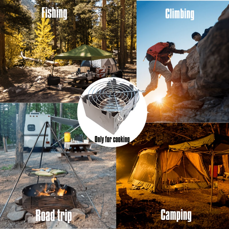 4-Piece Mini Folding Camping Stove Set - Compact Design with Windscreen & Fuel Tray, Dual-Use for Wood/Charcoal, Ideal for Hiking, Camping & Emergency Survival Kit Essentials | Perfect for Pots, Pans & Skillets, For Cooking Only, Not for Food Contact