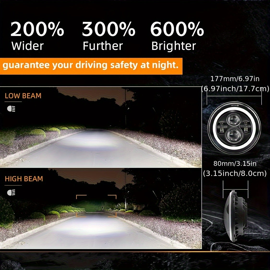 2 Pcs 7-Inch Round LED Headlights with Colorful Daytime Running Lights and Amber/Blue/Green/Red/Pink Turn Signal Lights, High/Low Beam for JEEP Wrangler JK TJ CJ