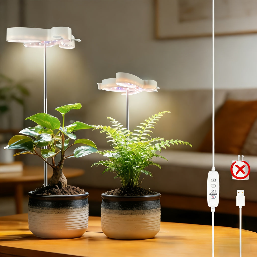 Cute Bee Shaped Plant Grow Light, 5 Brightness Levels & 4 Timer Options, Height Adjustable, Available with Ground Stake or Acrylic Stand