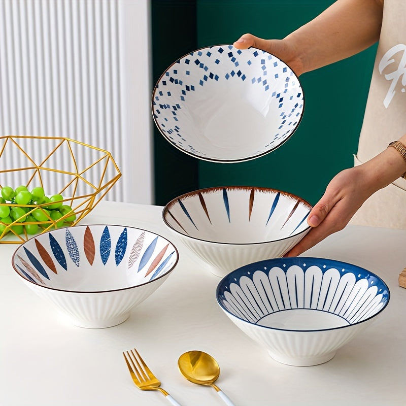 2/4pcs Japanese Ceramic Ramen Bowl, 8-Inch Set of Conical Noodle Soup Bowls – High-Appeal Ceramic Instant Noodle Bowls – Perfect for Home Kitchen, Restaurant, Hotel, Ramen Shops – Kitchenware, Tableware Accessories