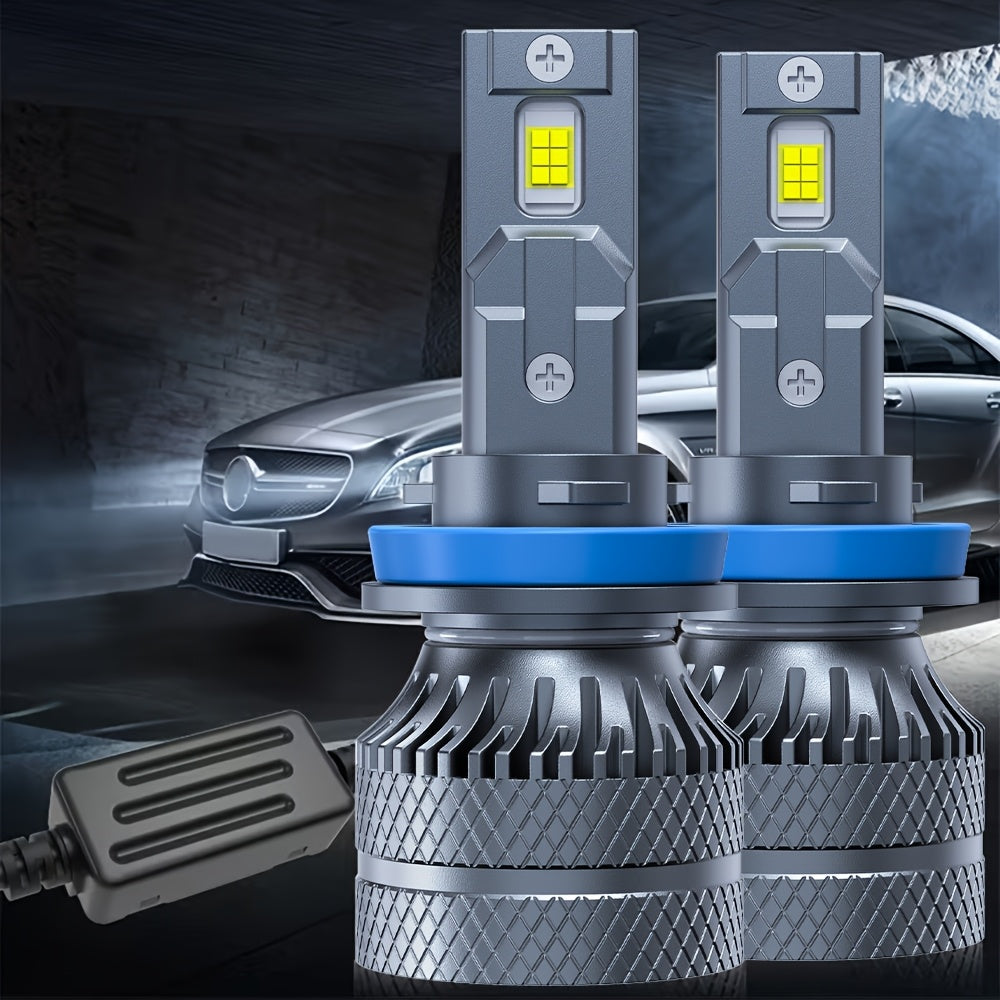 2-Pack O193 H11 LED Headlight Bulbs H11 Super Bright LED Headlights 800W High Power 6500K Color Temperature Compatible with H1, H4, H7 Sockets Improves Night Driving Safety 800% Brightness Increase Fits HB3, 9005, HB4, 9006, HIR2