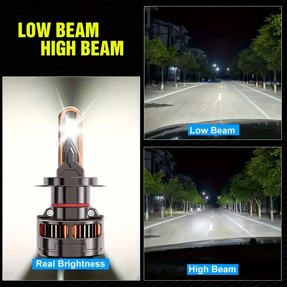 2-Pack H11 LED Headlights for Vehicles, Providing 60000 Lumens Brightness, Compatible with H1, H4, H7 and H11. Features Dual Copper Tube Heat Dissipation, 380W High Power, High/Low Beam Options, 1000% Brighter than Standard Lights