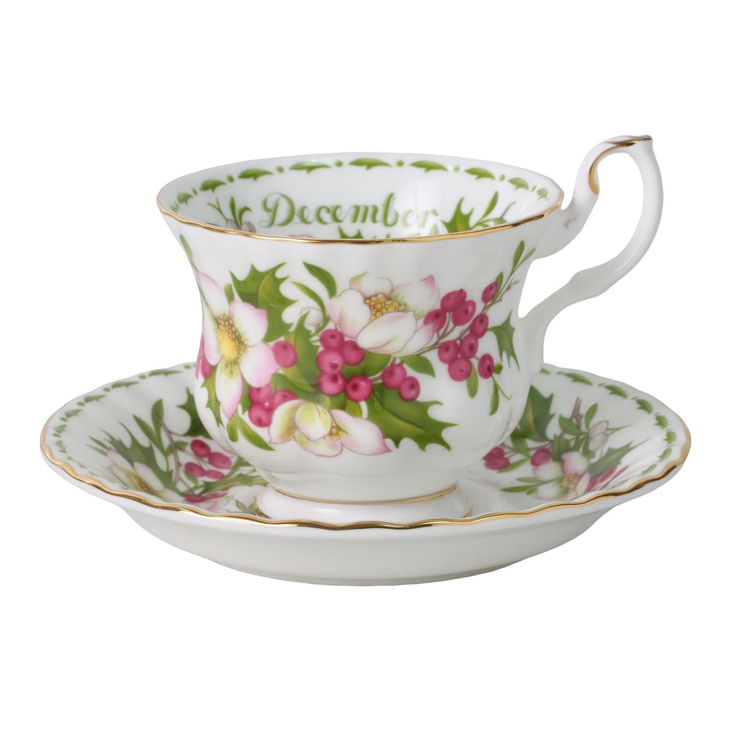 1pc Elegant Twelve Months Flower Tea Cup & Saucer, 6oz Vintage Bone China Coffee Cup & Saucer, Easy to Clean – Perfect for Afternoon Tea Parties, Birthday Parties, Birthday Gifts, Valentine‘s Day Gifts