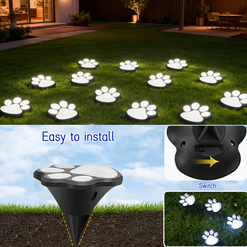 Outdoor Ground Light Designed for Pet Lovers: IPX4 Waterproof, 16-Piece Solar LED Dog Paw Print Light Set, Automatic On/Off Function, Perfect for Garden, Walkway, Indoor Decoration and Four Seasons Home Decoration Gift