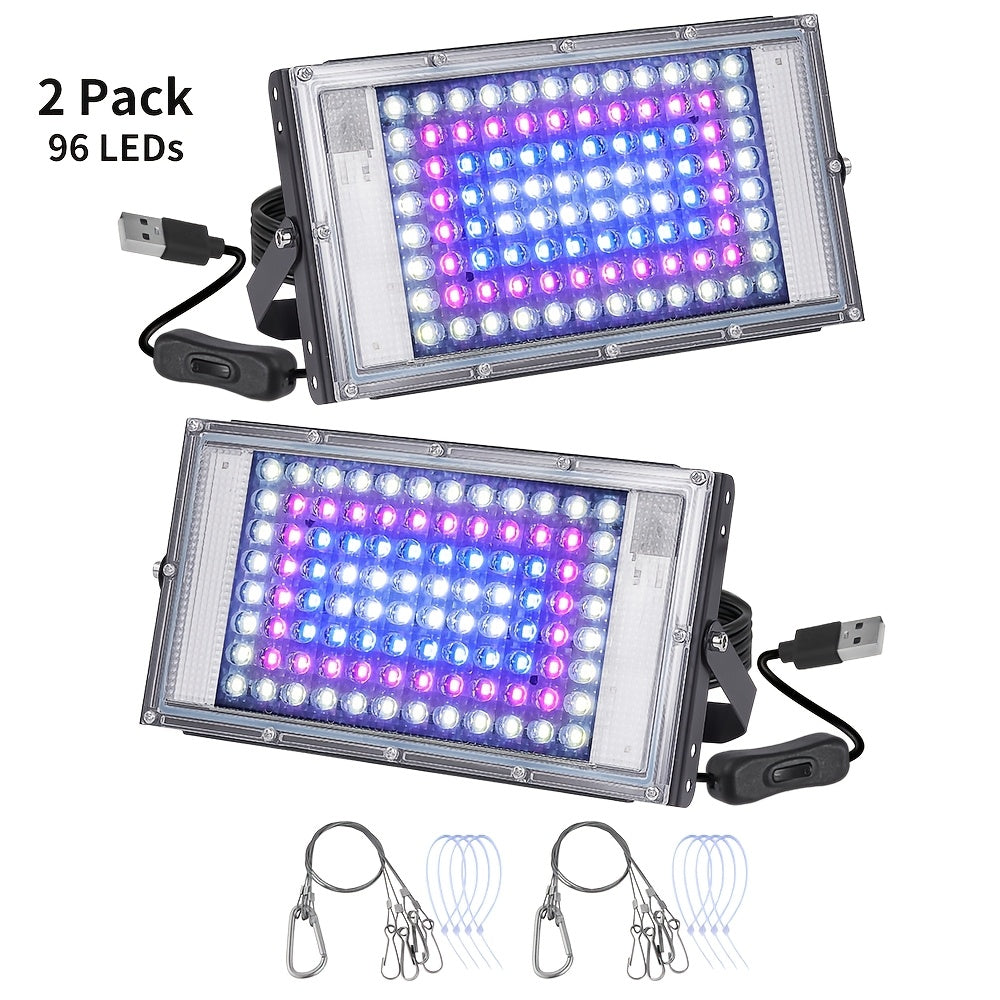 1-4 Pack 50/96/144 LED Full Spectrum Plant Grow Light, Ideal for Indoor Plant Seed Germination, Blooming and Fruiting, Equipped with 59 Inch Power Cord, USB Plug and Switch, Low Voltage 5V
