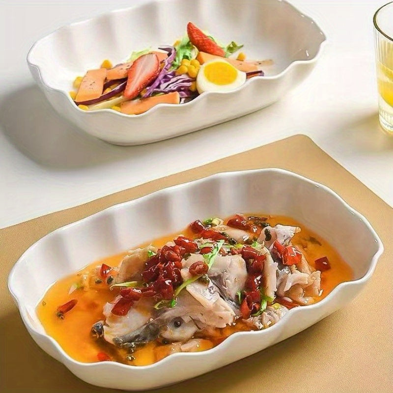 2-Piece Set Elegant 10-Inch White Scalloped Edge Dinner Plates – Perfect for Home Dining & Entertaining – Microwave Safe & Dishwasher Safe