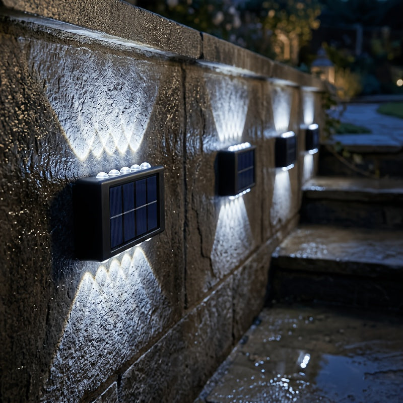 5pcs 10LED Solar Light Outdoor Courtyard Light Yard Garden Decorative Light Fence Wall Washer New Up and Down Glowing Ambient Wall Light